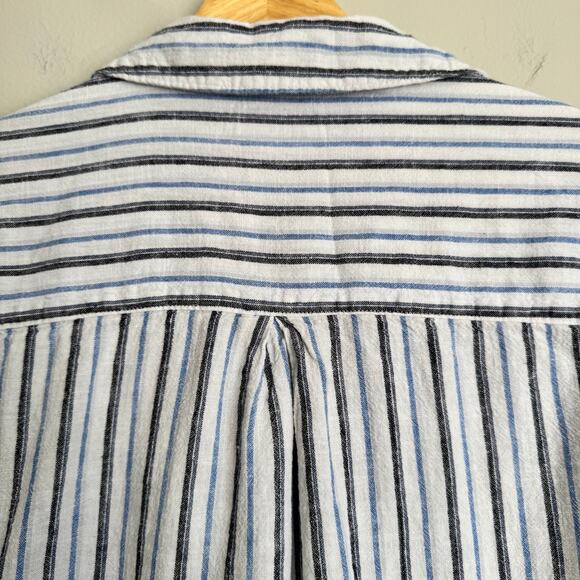 Calypso St Barth Top Large Linen Front Tie Cropped Beachy Nautical Preppy - Picture 8 of 12